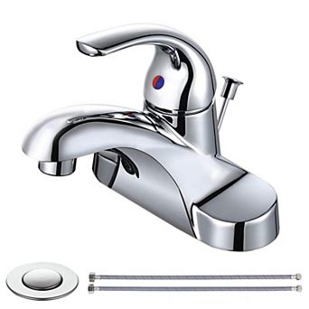 Bathroom Faucet Single Handle Low Arc 4 Inch Centerset Brushed Sink Mixer Tap With Pop Up Drain