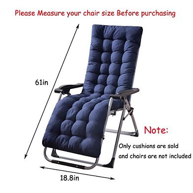 Patio Chaise Lounger Cushion Thick Padded 6 Ties Polyester Washable