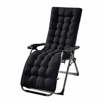 Patio Chaise Lounger Cushion Thick Padded 6 Ties Polyester Washable