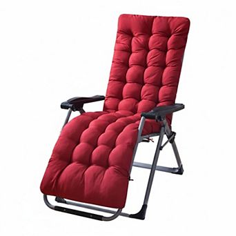 Patio Chaise Lounger Cushion Thick Padded 6 Ties Polyester Washable