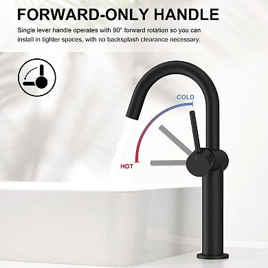 Brushed Tall Bathroom Faucet Single Handle Vessel Sink Pop Up Drain Supply Lines