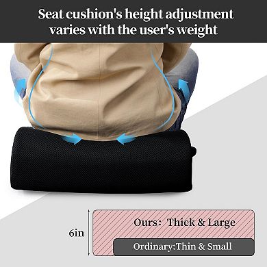 Extra Thick Memory Foam Chair Cushion Non Slip Portable Booster Seat with Handle