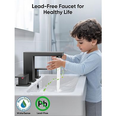 Bathroom Faucet 8 Inch Widespread 3 Hole 2 Handle Stainless Steel