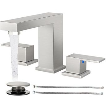 Bathroom Faucet 8 Inch Widespread 3 Hole 2 Handle Stainless Steel