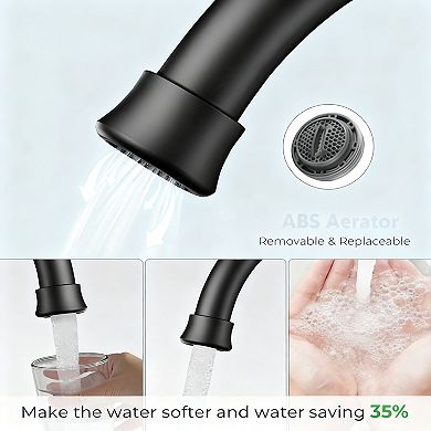 Bathroom Faucet 4 Inch Centerset 2 Handle 360 Swivel Spout Pop Up Drain