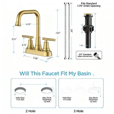 4 Inch Centerset Bathroom Faucet Brushed 2 Handle Water Saving RV Powder Room