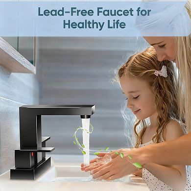 Bathroom Faucet 4 Inch Centerset 2 Handle 3 Hole with Pop Up Drain