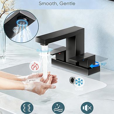 Bathroom Faucet 4 Inch Centerset 2 Handle 3 Hole with Pop Up Drain
