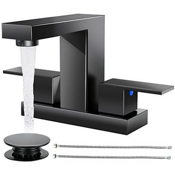 Bathroom Faucet 4 Inch Centerset 2 Handle 3 Hole with Pop Up Drain