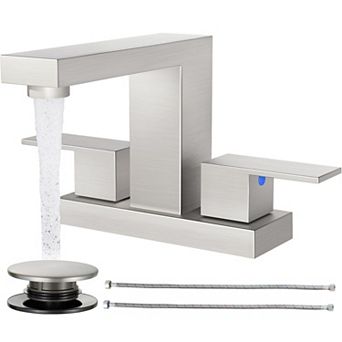 Bathroom Faucet 4 Inch Centerset 2 Handle 3 Hole with Pop Up Drain