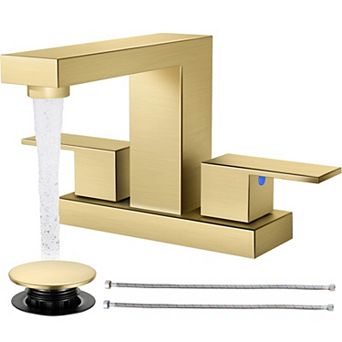 Bathroom Faucet 4 Inch Centerset 2 Handle 3 Hole with Pop Up Drain
