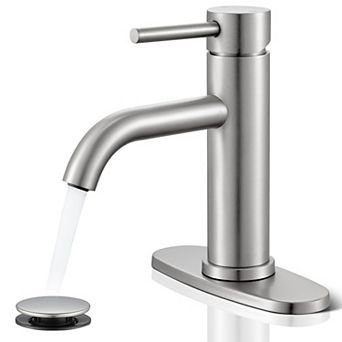 Bathroom Faucet Single Hole Pop Up Drain Flexible Hoses Handle Sink Vanity RV Modern Farmhouse