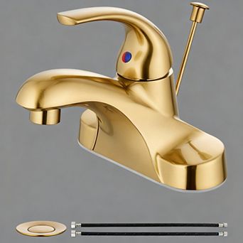 Bathroom Sink Faucet 4 Inch Centerset Single Handle With Lift Rod Drain And Supply Lines