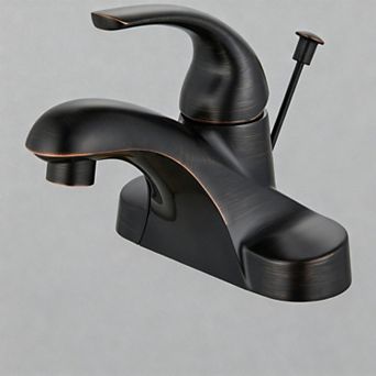 Bathroom Sink Faucet 4 Inch Centerset Single Handle With Lift Rod Drain And Supply Lines