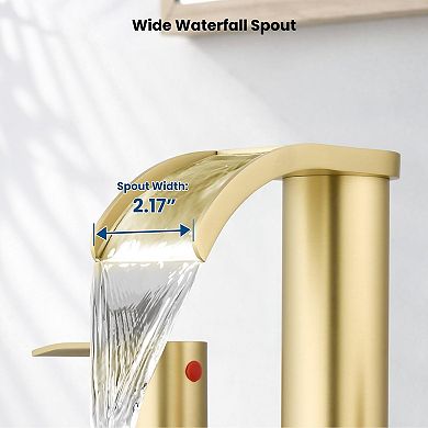 Waterfall Bathroom Faucet 8 Inch Widespread 3 Hole 2 Handle Brushed Stainless Steel Pop Up Drain
