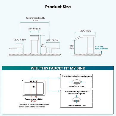 Waterfall Bathroom Faucet 8 Inch Widespread 3 Hole 2 Handle Brushed Stainless Steel Pop Up Drain