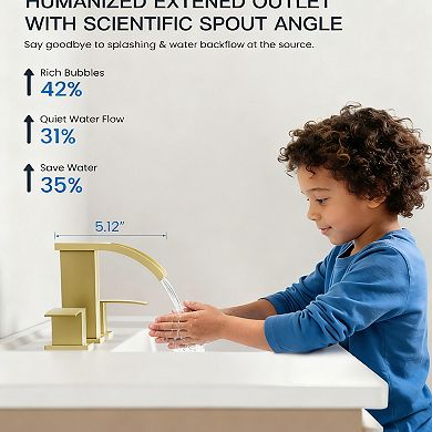Waterfall 8 Inch Widespread Bathroom Faucet 3 Hole 2 Handle Brushed