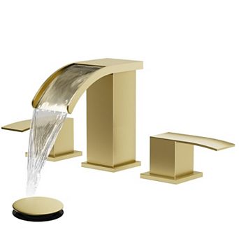 Waterfall 8 Inch Widespread Bathroom Faucet 3 Hole 2 Handle Brushed