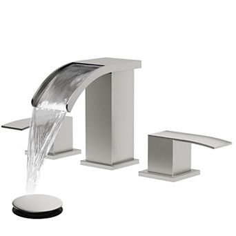 Waterfall 8 Inch Widespread Bathroom Faucet 3 Hole 2 Handle Brushed