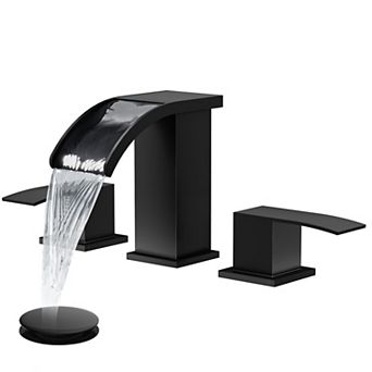 Waterfall 8 Inch Widespread Bathroom Faucet 3 Hole 2 Handle Brushed