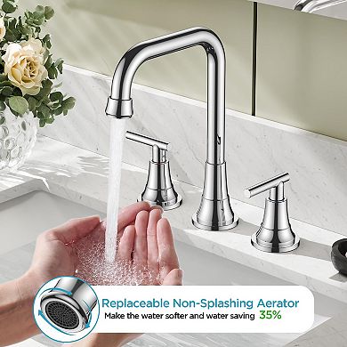 Widespread Bathroom Faucet Chrome 3 Hole Sink Pop Up Drain 8 Inch Vanity RV