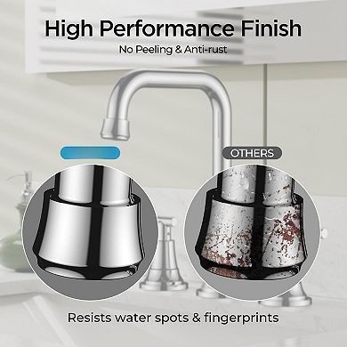 Widespread Bathroom Faucet Chrome 3 Hole Sink Pop Up Drain 8 Inch Vanity RV