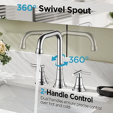 Widespread Bathroom Faucet Chrome 3 Hole Sink Pop Up Drain 8 Inch Vanity RV