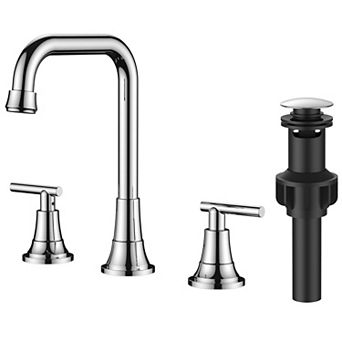 Widespread Bathroom Faucet Chrome 3 Hole Sink Pop Up Drain 8 Inch Vanity RV