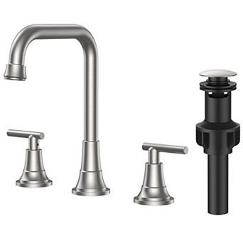 Widespread Bathroom Faucet Chrome 3 Hole Sink Pop Up Drain 8 Inch Vanity RV