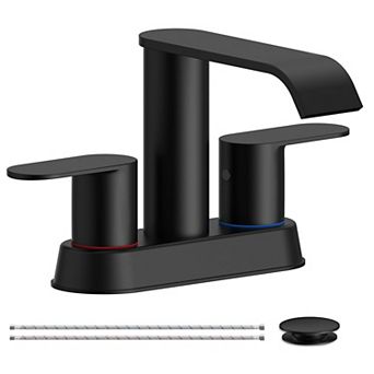 Brushed Waterfall Bathroom Faucet 4 Inch Stainless Steel Pop Up Drain