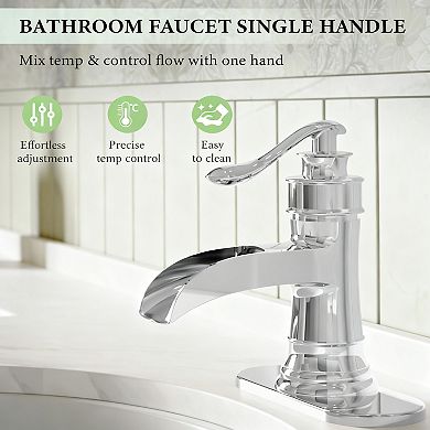 Bathroom Faucet Chrome Waterfall Single Handle 1 3 Hole Pop Up Drain