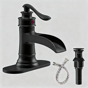 Bathroom Faucet Chrome Waterfall Single Handle 1 3 Hole Pop Up Drain