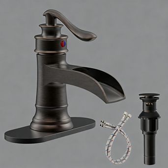 Bathroom Faucet Chrome Waterfall Single Handle 1 3 Hole Pop Up Drain