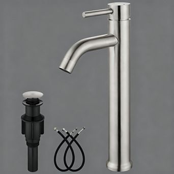 Vessel Sink Faucet SUS304 Stainless Steel Tall Single Handle Brushed