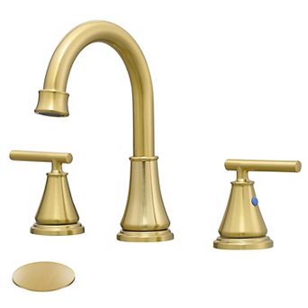 Widespread Bathroom Faucet 3 Hole Brushed Metal Pop up Drain 2 Handle 6-16 Inch RV Vanity