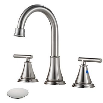 Widespread Bathroom Faucet 3 Hole Brushed Metal Pop up Drain 2 Handle 6-16 Inch RV Vanity
