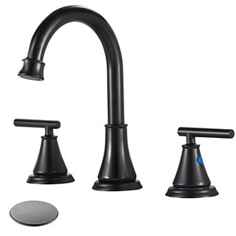 Widespread Bathroom Faucet 3 Hole Brushed Metal Pop up Drain 2 Handle 6-16 Inch RV Vanity