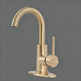 Bathroom Faucet Matte Vanity Pop up Drain Single Hole Deck Plate 360 Swivel Spout