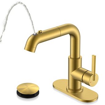 Pull Down Bathroom Faucet Sprayer Single Handle Sink Vanity Bar Gargle Function