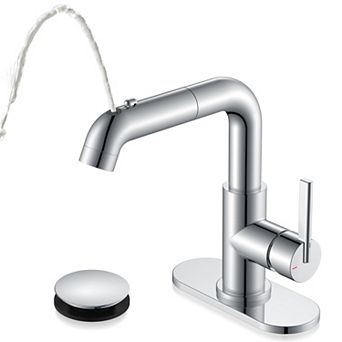 Pull Down Bathroom Faucet Sprayer Single Handle Sink Vanity Bar Gargle Function