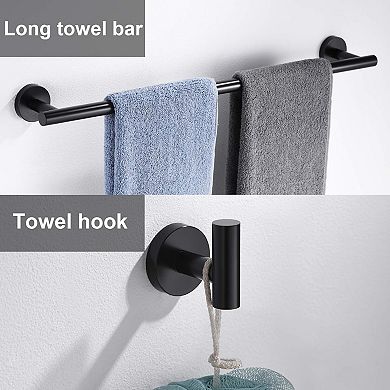 6 Pieces Brushed Bathroom Hardware Set Stainless Steel 24 Inch Wall Mounted Towel Bar Holder Rack