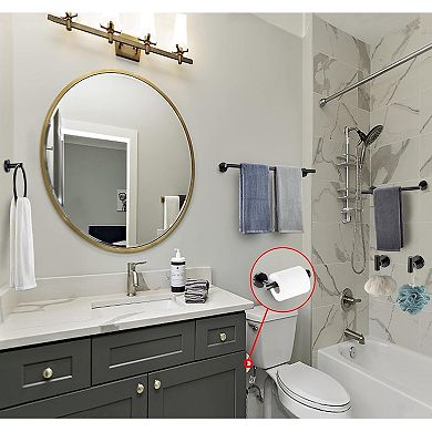 6 Pieces Brushed Bathroom Hardware Set Stainless Steel 24 Inch Wall Mounted Towel Bar Holder Rack