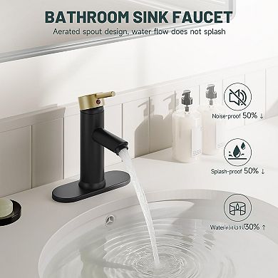 Bathroom Sink Faucet Single Handle Brass Ceramic Valve Matte Finish