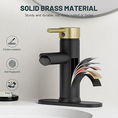 Bathroom Sink Faucet Single Handle Brass Ceramic Valve Matte Finish