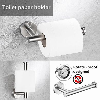 5 Pieces Brushed Bathroom Hardware Set SUS304 Stainless Steel 24 Inch Towel Bar Wall Mounted