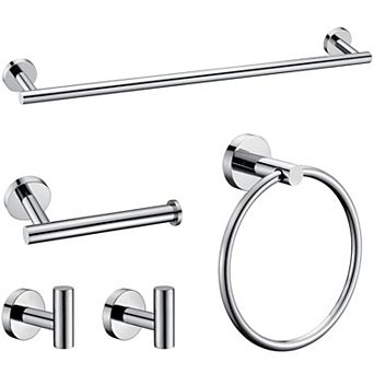 5 pc Brushed Bathroom Hardware Set SUS304 Stainless Steel 24 Inch Towel Bar Wall Mounted