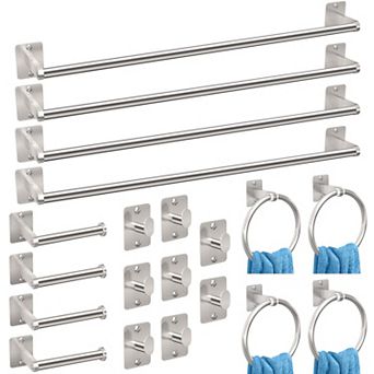 20 pc Bathroom Hardware Set Wall Mounted Towel Bar Ring Hook Toilet Paper Holder