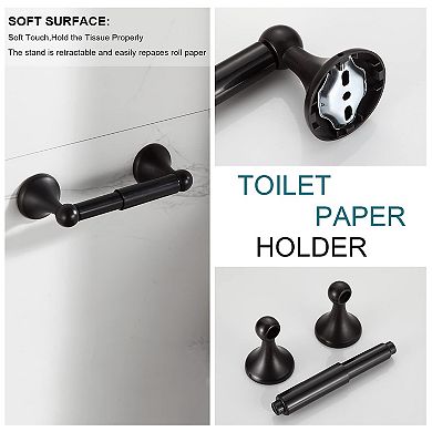 Bathroom Accessory Set Brushed Nickel Adjustable Towel Bar 4 Piece Wall Mounted