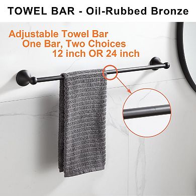 Bathroom Accessory Set Brushed Nickel Adjustable Towel Bar 4 Piece Wall Mounted