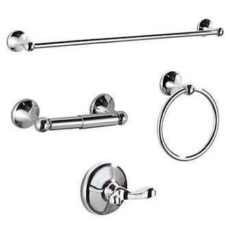 Bathroom Accessory Set Brushed Nickel Adjustable Towel Bar 4 pc Wall Mounted